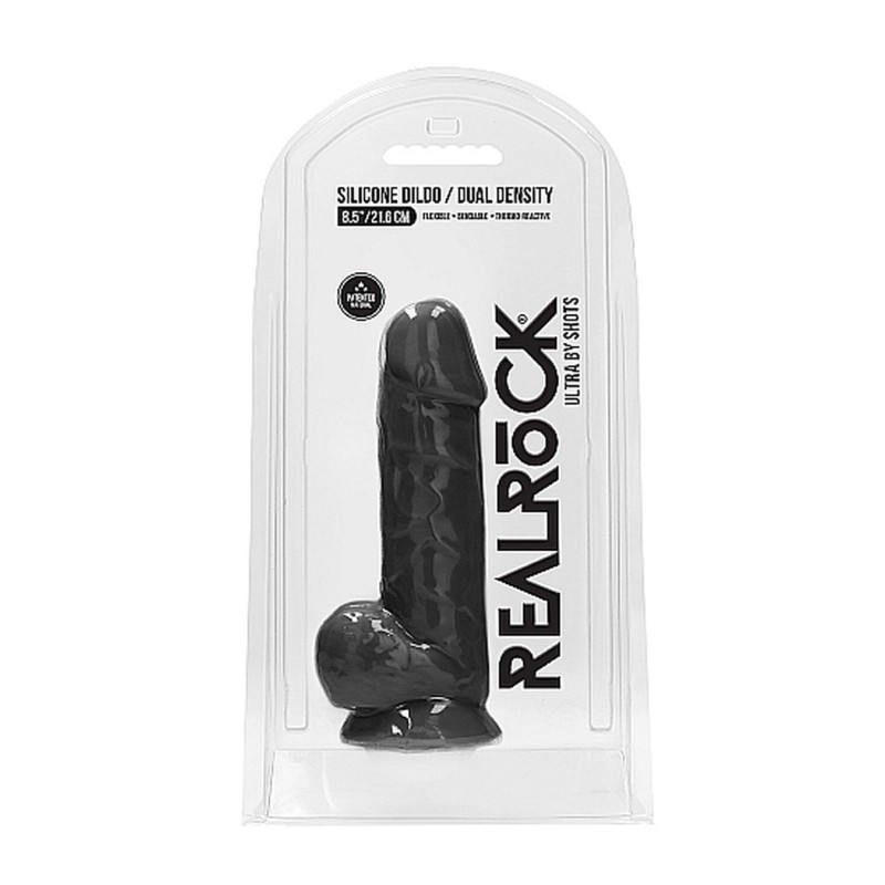 Silicone Dildo With Balls - 21,6 cm - Black